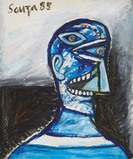 Head of a Man in Blue - F N Souza - Works From a Distinguished Private Collection: Francis Newton Souza | Day Sale