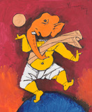 Untitled (Dancing Ganesh) - M F Husain - Evening Sale