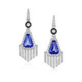 PAIR OF TANZANITE, ONYX AND DIAMOND EARRINGS -    - Fine Jewels and Silver