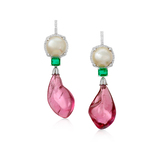 AN IMPORTANT PAIR OF SPINEL, NATURAL PEARL, EMERALD AND DIAMOND EARRINGS BY THE GEM PALACE -    - Fine Jewels and Silver