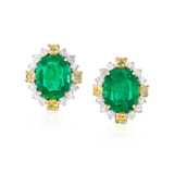 PAIR OF EMERALD AND DIAMOND EARRINGS -    - Fine Jewels and Silver