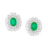 PAIR OF EMERALD AND DIAMOND EARRINGS -    - Fine Jewels and Silver