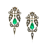 PAIR OF EMERALD AND DIAMOND EARRINGS -    - Fine Jewels and Silver