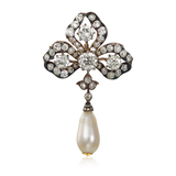 PERIOD PEARL AND DIAMOND BROOCH -    - Fine Jewels and Silver