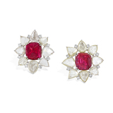 IMPORTANT SPINEL AND DIAMOND EARRINGS -    - Fine Jewels and Silver