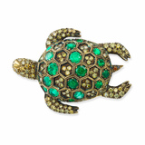 EMERALD AND COLOURED DIAMOND ‘TORTOISE‘ BROOCH -    - Fine Jewels and Silver