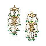 PAIR OF EMERALD, DIAMOND POLKI AND PEARL FISH  EARRINGS -    - Fine Jewels and Silver