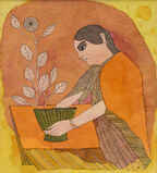 Tending the Flower-Vase in Spring - Badri  Narayan - Winter Online Auction