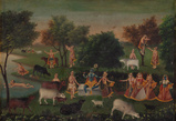 Radha and Krishna with Gopinis - Early Bengal School - Winter Online Auction