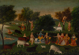 Radha and Krishna with Gopinis-Early Bengal School-Winter Online Auction (Dec 17-18, 2024)