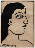 Untitled (Face of a Woman with Black Hair) - Jogen  Chowdhury - Monochrome