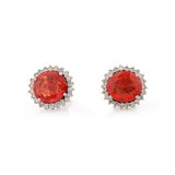 PAIR OF ORANGE SAPPHIRE AND DIAMOND EARRINGS -   - Threads of Saffron