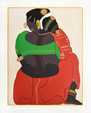 WOMAN IN RED AND GREEN
